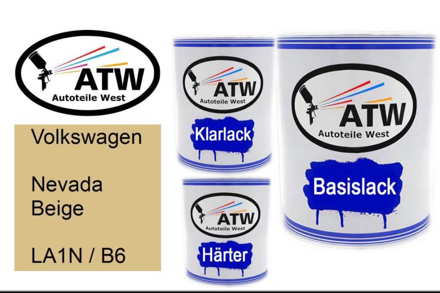 Volkswagen, Nevada Beige, LA1N / B6: 1L Lackdose + 1L Klarlack + 500ml Härter - Set, von ATW Autoteile West.